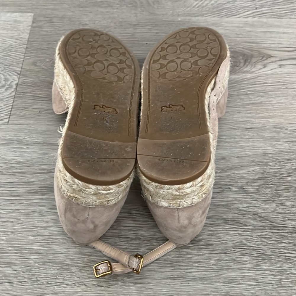 Coach Womens Dillon Tan Suede Ankle Strap Open Toe Platform Sandals - Picture 6 of 7